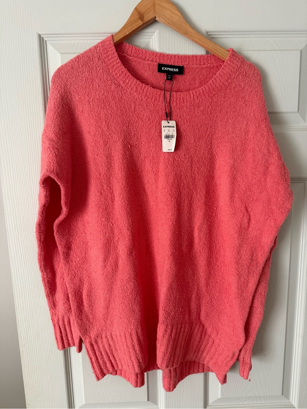 Express Coral Crewneck Sweater in Pink